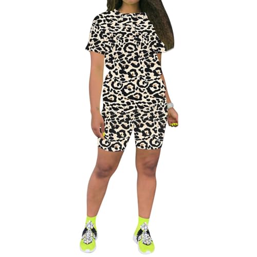 PINSV Women'S 2 Piece Outfits Summer Printing Workout...