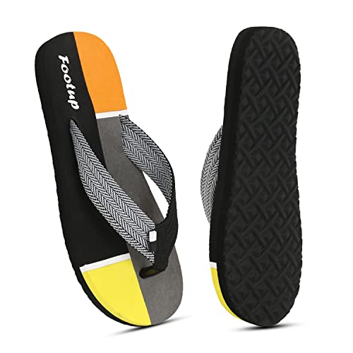 Image of Men's Orthopedic Comfort Flip Flops with Soft Fabric Straps | Cushioned Anti-Skid Footbed Slippers for Men | Lightweight Walking Flip Flops for Home, Outdoor, Indoor Use