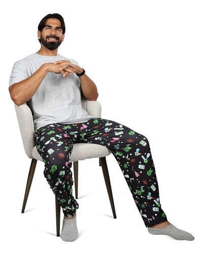 MeMoi Men's Weed Two Piece PJ Set in a Bag Black M2