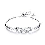 YinShan 925 Sterling Silver Knot Inspirational Bracelet Engraved Always My Sister, Forever My Friend Adjustable Sisters Bracelets Friendship Jewelry for Women