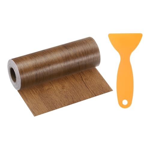 Image of HARFINGTON Wood Grain Repair Tape 6 Inch x 33ft Self Adhesive Repair Patch Tape Simulated Wooden Floor Tapes with Plastic Scraper for Tables Doors Windows Furniture, Brown Wood