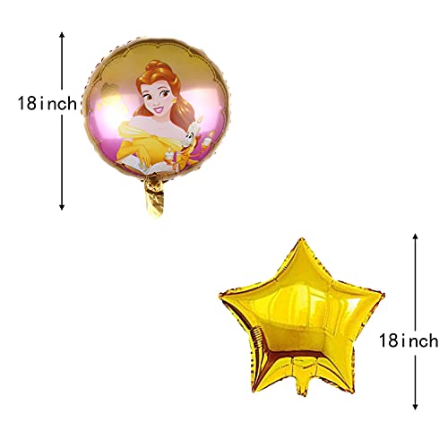 5Pcs Disney Princess Belle Foil Balloons For Girl’s Birthday Baby Shower Princess Themed Party Decorations #TOP2