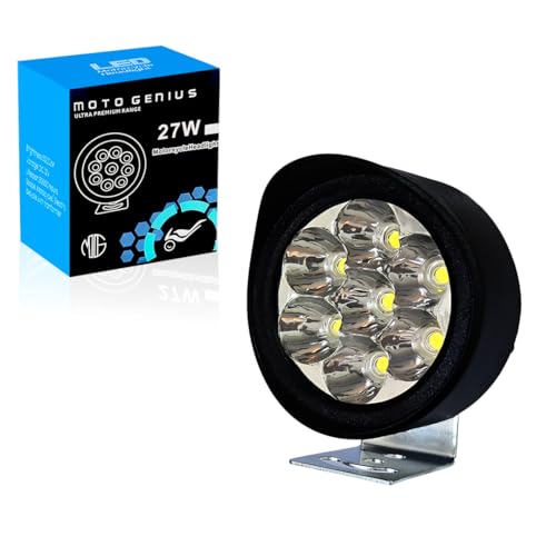 Image of 7 LED Round Fog Lights for Bikes | High Power, Universal Fit, Heavy Clamp, Strong Aluminum Body, Waterproof Driving Light for Motorcycle and Scooty