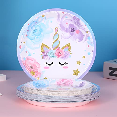 Liugusun Unicorn Birthday Party Decorations Rainbow Unicorn Plates And Napkin Party Supplies For Girls Birthday Decor Afternoon Tea Pool Garden Party Baby Shower,Serves 24 #TOP4