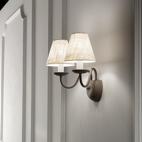 PERENZ Lampada a Muro 2 candele Lampadine 2xE14 max. 40W non incluse Applique Classica in Metallo colore Tortora fornita senza paralumi