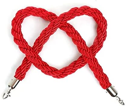 Mnixy 1.5M Queue Twisted Barrier Rope Divider Crowd Control Stanchion Suitable For Hotels, Guesthouses, Banks, Hospitals. (Red)