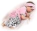 Jouet nouveau-né de 22 pouces, poupée bébé reborn yeux fermés filles silicone bébé poupée tout-petits dormant poupées aimant sucette cadeau de Noël pour les 3 ans et plus rose vache laitière blanche