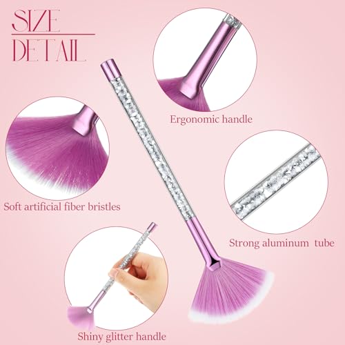 Image of 9 Pieces Facial Fan Mask Brushes, Soft Facial Applicator Brushes Tools for Peel Glycolic Makeup for Mud Cream(Purple, Silver)