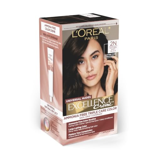 L’Oreal Paris Excellence Universal Nudes Permanent Hair Color, 2N Natural Soft Black
