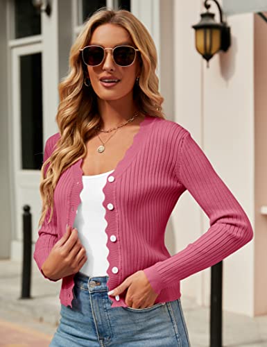 Image of Womens Cropped Cardigan Knit Shrugs for Dresses Tops V Neck Button Down Cardigans Sweaters