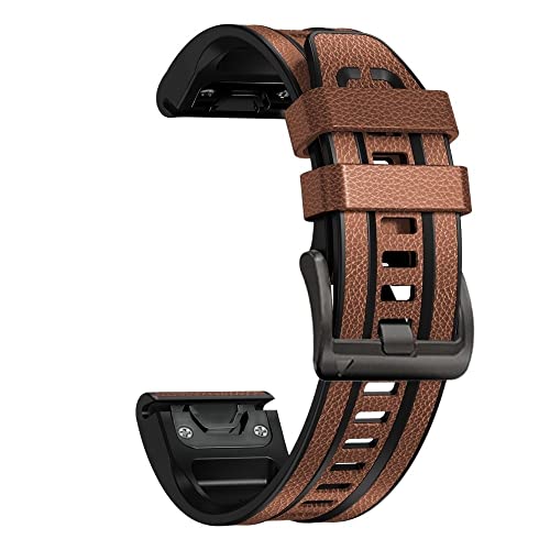Bracelet 26mm silicone anti-sueur et cuir agate pour montre Garmin Fenix 7X