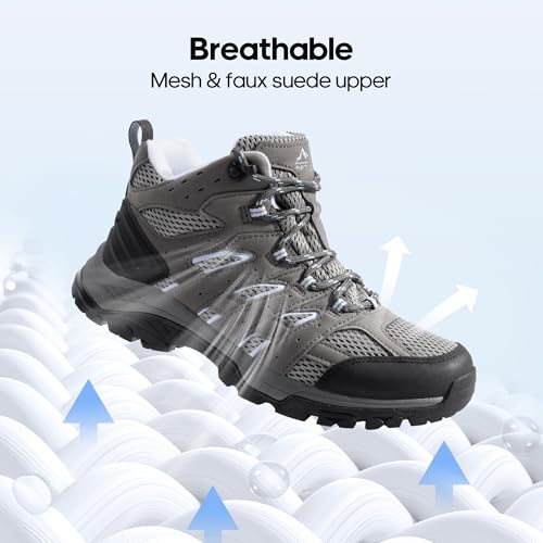 NORTIV 8 Damen Wanderschuhe Trekkingschuhe Atmungsaktiv Schuhe Outdoorschuhe rutschfeste Hiking Boots Wanderstiefel,Size 40,Dunkelgrau-Wildleder,SNHB2212W