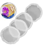 KALLORY 4pcs Silicone Resin Coaster Molds Set for Epoxy Casting, Oval and Square Tray Molds, Craf...