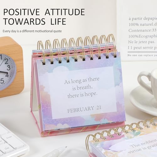 Daily Flip Calendar with Inspirational Quotes - Motivational Perpetual Calendar Desk Office Home Decor for Women, Gifts Desk Accessories for Girls Positive Affirmations - Image 4