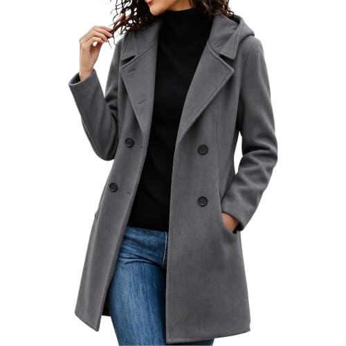 Image of Trench Coat Women Plus Size 2026 Fall Fashion Trends Women Womens Wool Coat Hooded Double Breasted Blend Jacket Fall Winter Outfits Abrigo Largo De Invierno Para Mujer Capsules Wardrobe