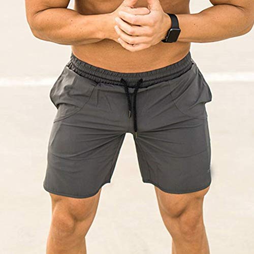 Ajcoflt Calções desportivos masculinos com cordão na cintura e bolsos laterais respiráveis Shorts de