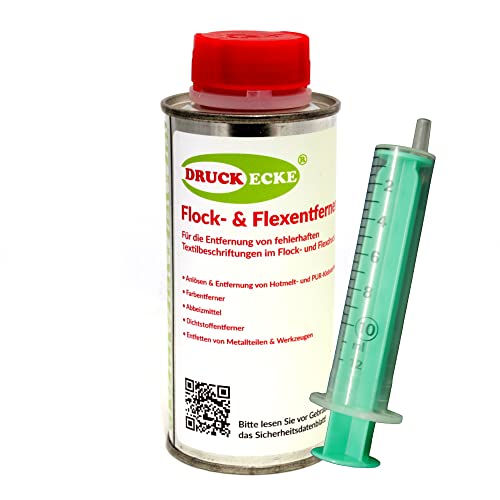 Druckecke Flexentferner Flockentferner Entferner Cleaner 200ml Flex Flock Lösungsmittel + Spritze und Kanüle Industrieprodukt (99,75 € / 1 L) Cover