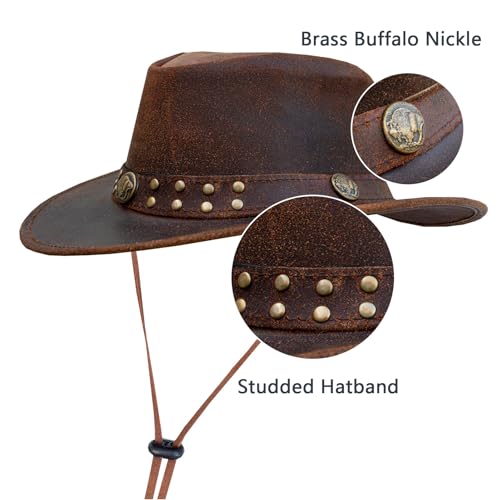 Dream Apparel DA-HAT20-M Leather Cowboy Hat For Men Women Western Australian Outback Hat thumb #2