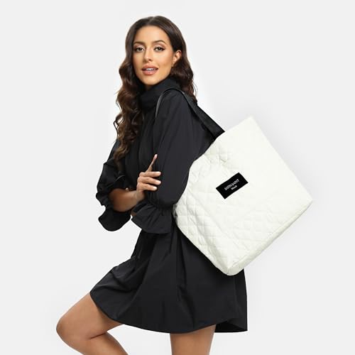 Image of SATINSAINT Large Tote Travel Bag for Women, Lightweight Quilted Carry-All Shoppers Tote for Travel, Work, Gym and Casual Use