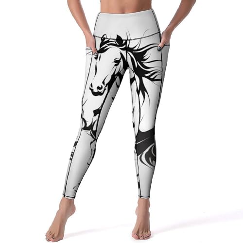 Legging femmes peinture de chevaux pour yoga et fitness en taille S
