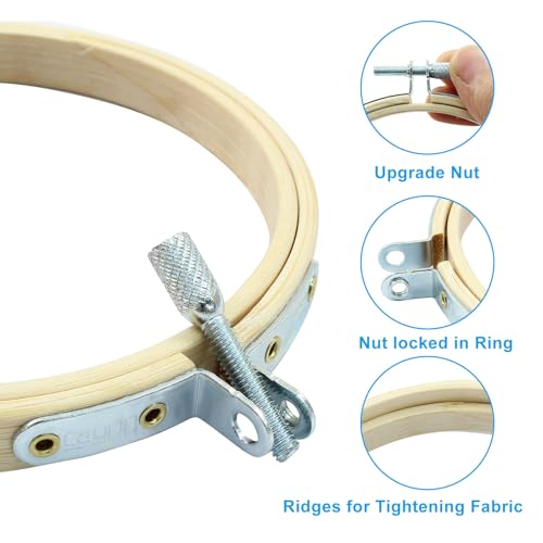 Image of Dijedev 12PCS 4 Inch Embroidery Hoops, Bamboo Circle Cross Stitch Hoop Ring Bulk, Wooden Round Embroidery Hoop Frame for Home Ornaments, Christmas Decoration, Art Craft Sewing, DIY