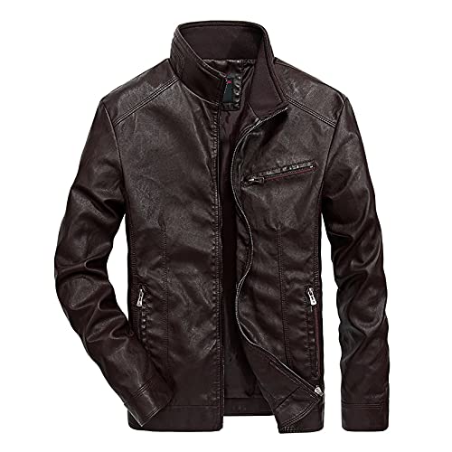 Blousons Cuir Homme,Veste de Motard en Cuir d'agneau véritable - Vestes de Moto matelassées Cafe Racer zippées pour Hommes