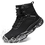 KEFUWU Military Tactical Boots Men Waterproof Lightweight Work Boots Side-Zip Durable Cushion Support Work Hiking Shoes(9 Men,Black)