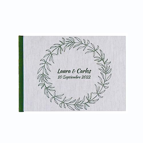 Libro de firmas personalizado A5 o A4 | Portada + 1ª página | Boda Comunión Cumpleaños Jubilación | 40 hojas 80 páginas papel 120g | Testigos Invitados Huéspedes