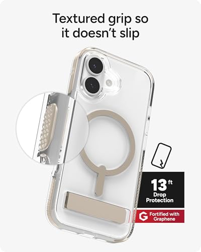 Image of ZAGG Santa Cruz Snap Case with Kickstand for iPhone 17 - Titanium, Drop Protection (13ft /4m), MagSafe Charging Compatible, ClearGuard Anti-Yellowing Technology, Scratch Resistant Phone Case