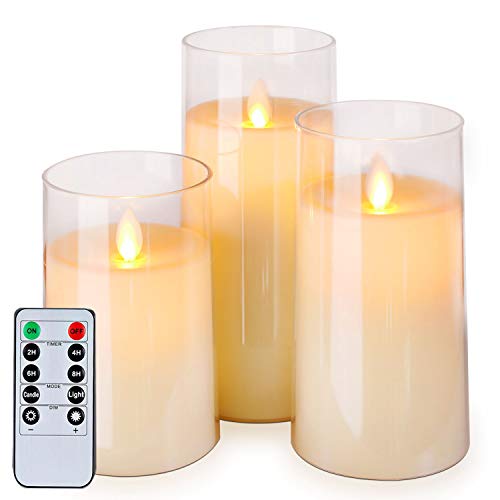 Homemory White Flickering Flameless Candles, Battery Operated Acrylic