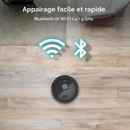 Cecotec Robot Aspirateur et Laveur de Sols Conga M70. Navigation Laser, 20000Pa de Pression d'Aspiration, Batterie de 4500 mAh, Brosse en Silicone Spéciale Animaux, Couverture jusqu'à 180m²