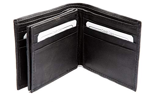 Men's Leather Bifold 12 Credit Card Slot 2 Id Window Wallet 4.5x3.5 inches3