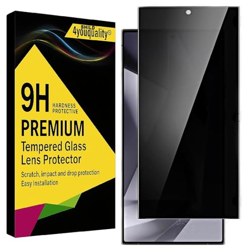 Image of 4YouQuality Privacy Tempered Glass Screen Protector Compatible with Samsung Galaxy S24 Ultra (6.8 Inch) | Anti-Spy Screen Guard | 9H Hardness | HD Clear | 100% Fingerprint Unlock Support | Full Screen Coverage | Easy Installation | Pack of 1