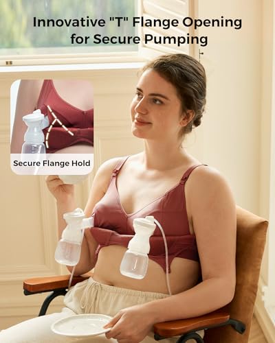 Image of Momcozy Hands-Free Pumping Bra, Breathable Tencel Fabric Breast Pump Bra | Stable hands-free pumping with 300+ air holes for 80% more breathability and eco-friendly plant fibers for all-day support