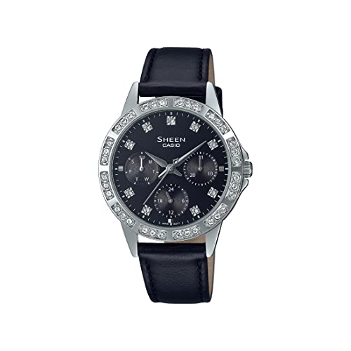 Image of Casio Sheen Sapphire Crystal Analog Black Dial Women SHE-3517L-1AUDF (SH266)