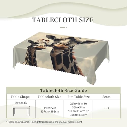 Nappe d'extérieur lavable imprimé girafe rétro pour table rectangulaire durable