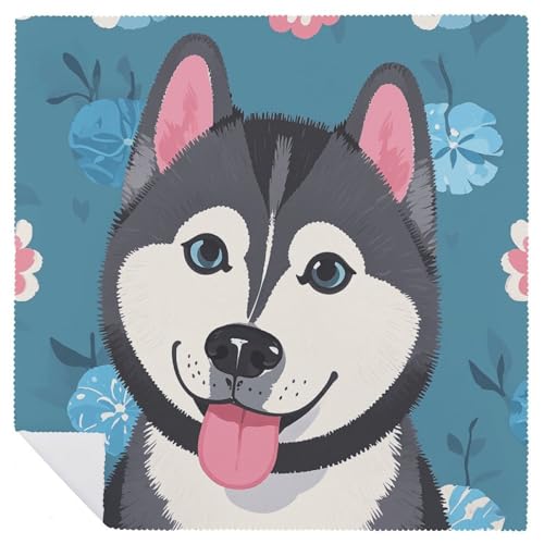 Servilletas de Tela Cuadradas con Diseño Floral y Husky miniatura 6