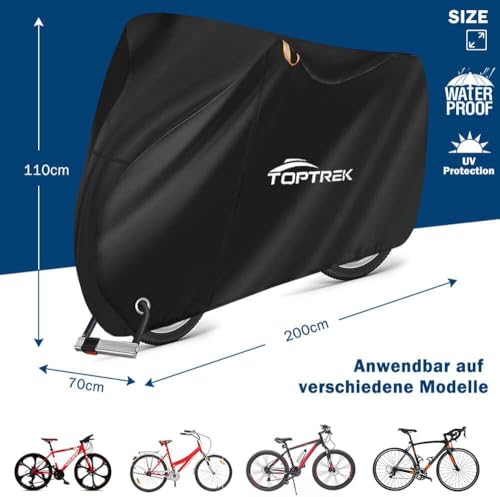 TopTrek Radabdeckung 210D mit Nahtband Wasserdicht Outdoor - Hocheinbau Hocheinsparung Wasserdicht 200 x 110 x 70 cm hoc