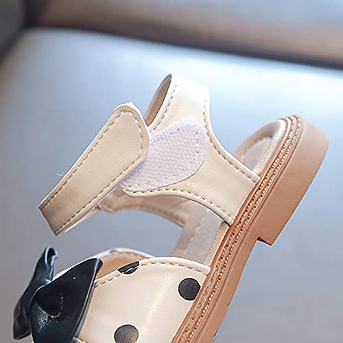 Toddler Girls Sandals Polka Dot Decorated Closed Toe Open Toe Heel Sandals Bow Princess Shoes Girls Sandles Size 2.54