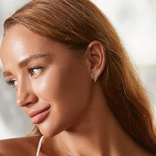 925 Sterling Silver Huggie Hoop Earrings | Hypoallergenic Leaf Hoop Earrings | Clip On Earrings Jewelry Gifts For Wife Women Girl(Bse500) #TOP4