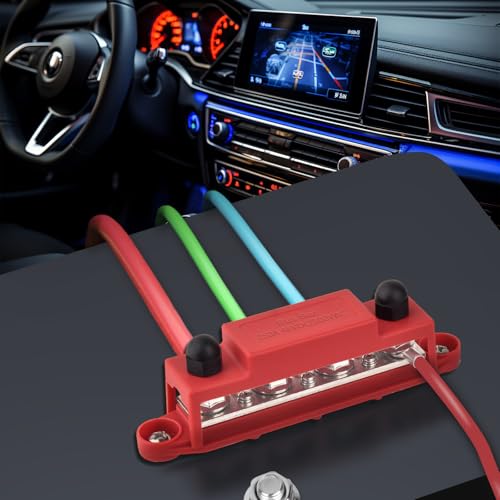 YETLEBOX Power Distribution Block 12V 250A Bus Bar 4 x 5/16" Stud Marine, 6 x #8 Screws Terminals Block (Pair - Red & Black)