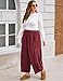 TARSE Womens Corduroy Pants Wide Leg Drawstring Low Waist Palazzo Harem Pants 2025 Trendy Fashion Cargo Pants with Pockets, Wine, M