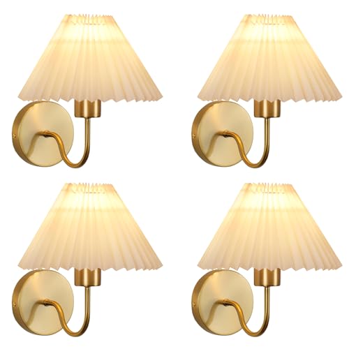 Image of ADISUN Wall Sconces Sets of 2 RGB Battery Operated Wall Sconces for Bedroom Dresser Classic Golden Wall Lamp with Remote for Living Room Bathroom Dining Room Corridor Staircase (4 Bulbs Included)