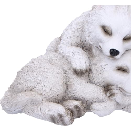 Nemesis Now Sleepy Wolf Pups Figurine 14cm, Resin, White, Three Baby Wolves Figure, White Wolves Trio Ornament - Image 3