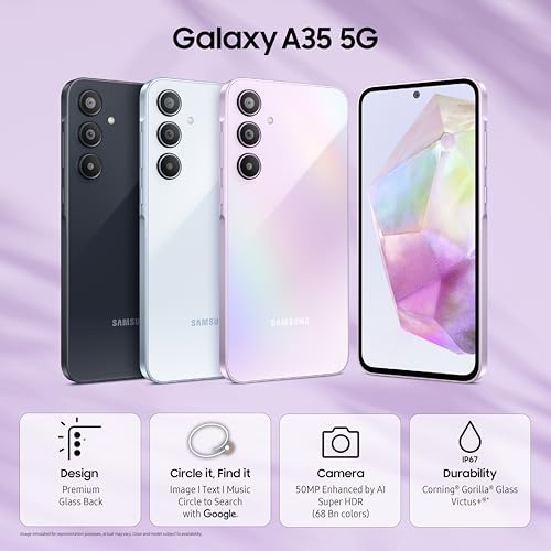 Samsung Galaxy A35 5G (Awesome Navy, 8GB RAM, 128GB Storage) | Premium Glass Back | 50 MP Main Camera (OIS) | Nightography | IP67 | Corning Gorilla Glass Victus+ | sAMOLED with Vision Booster view 2