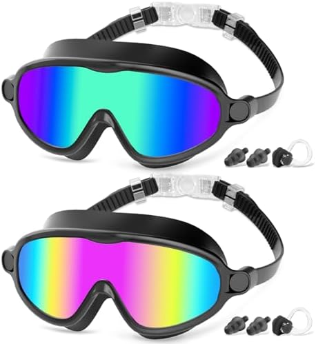 COOLOO Schwimmbrille Kinder, 2 Stück Taucherbrille Kinder 4-14 Jahre | 【Patent】Anti-Beschlag, UV-Schutz, KEIN Auslaufen verstellbare Silikon-Schwimmbrille für Kinder, Mädchen, Jung