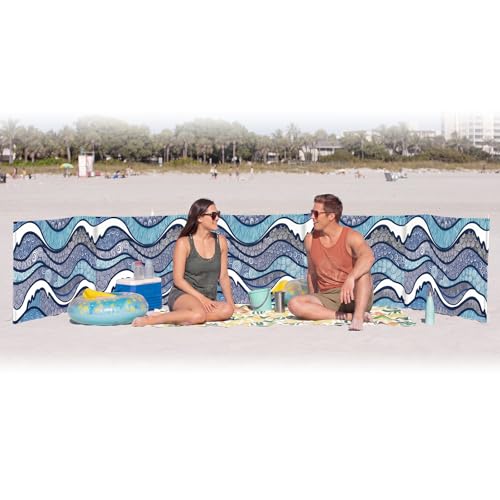 Cinnvoice 20 ft Beach Wind Blocker, Beach Wind Screen Set, Waves