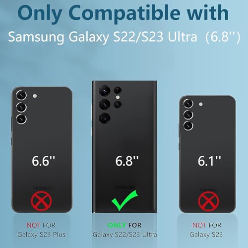 Battery Case for Galaxy S22 Ultra/S23 Ultra, 12000mAh Extended Portable Protective Case Backup Power Bank Wireless Charger Case Compatible with Galaxy S22 Ultra/S23 Ultra 6.8 inch Charging Case-Black