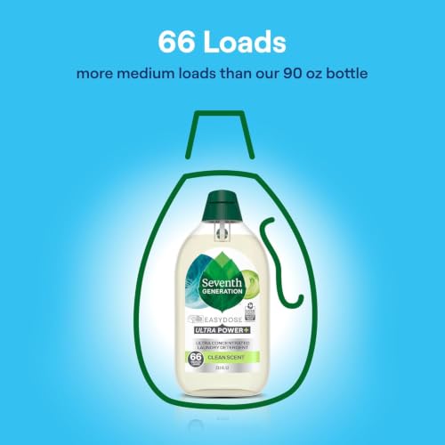 Image of Seventh Generation Laundry Detergent Ultra Concentrated Clean Scent oz 2 Pack 132 Loads, Clear, Power Plus, 23.1 Ounce