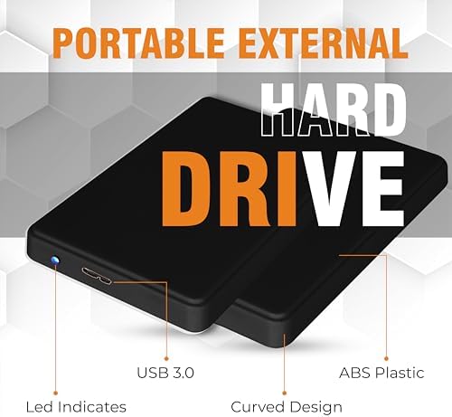 500GB External Hard Drive USB 3.0 Ultra Slim Portable HDD Memory Expansion - 2.5 inch Hard Disk Storage & Backup Compatible with Laptop/PC/Desktop - Black - 1
